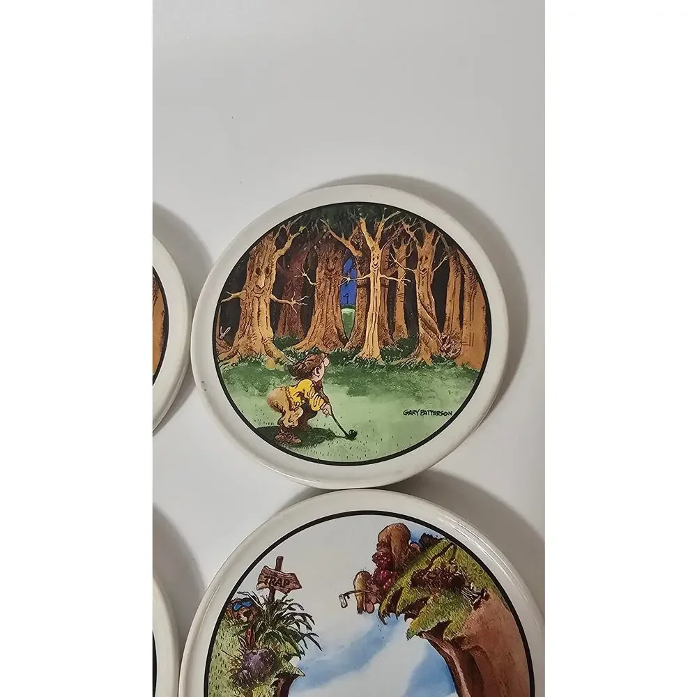 Gary Patterson Golf Cartoon Coasters — Set of 4, Clay Design